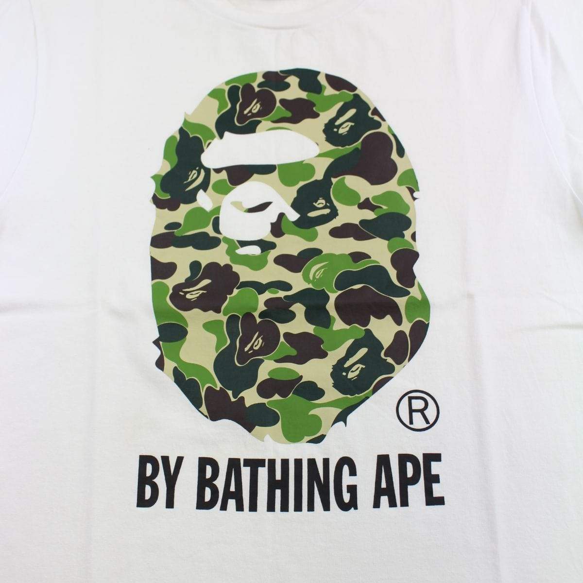 Bape ABC Green Camo Big Ape Logo Tee White - SaruGeneral