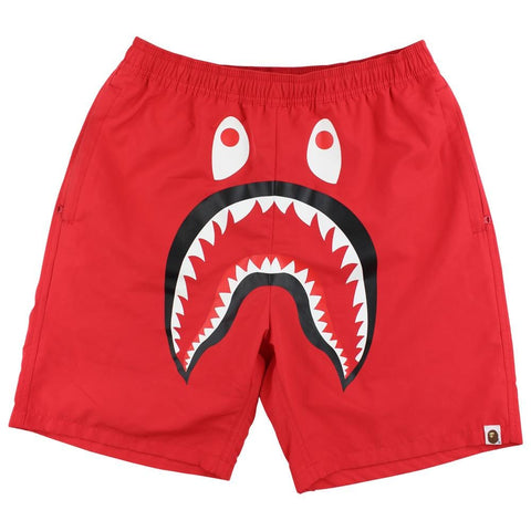 short de bain Bape rouge à motif requin