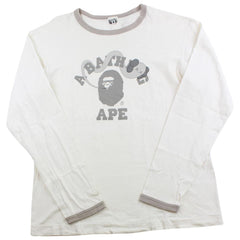 Bape x Kaws College Logo LS Blanc Gris 2005