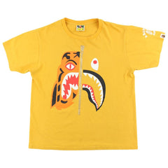 bape tiger face shark tee orange