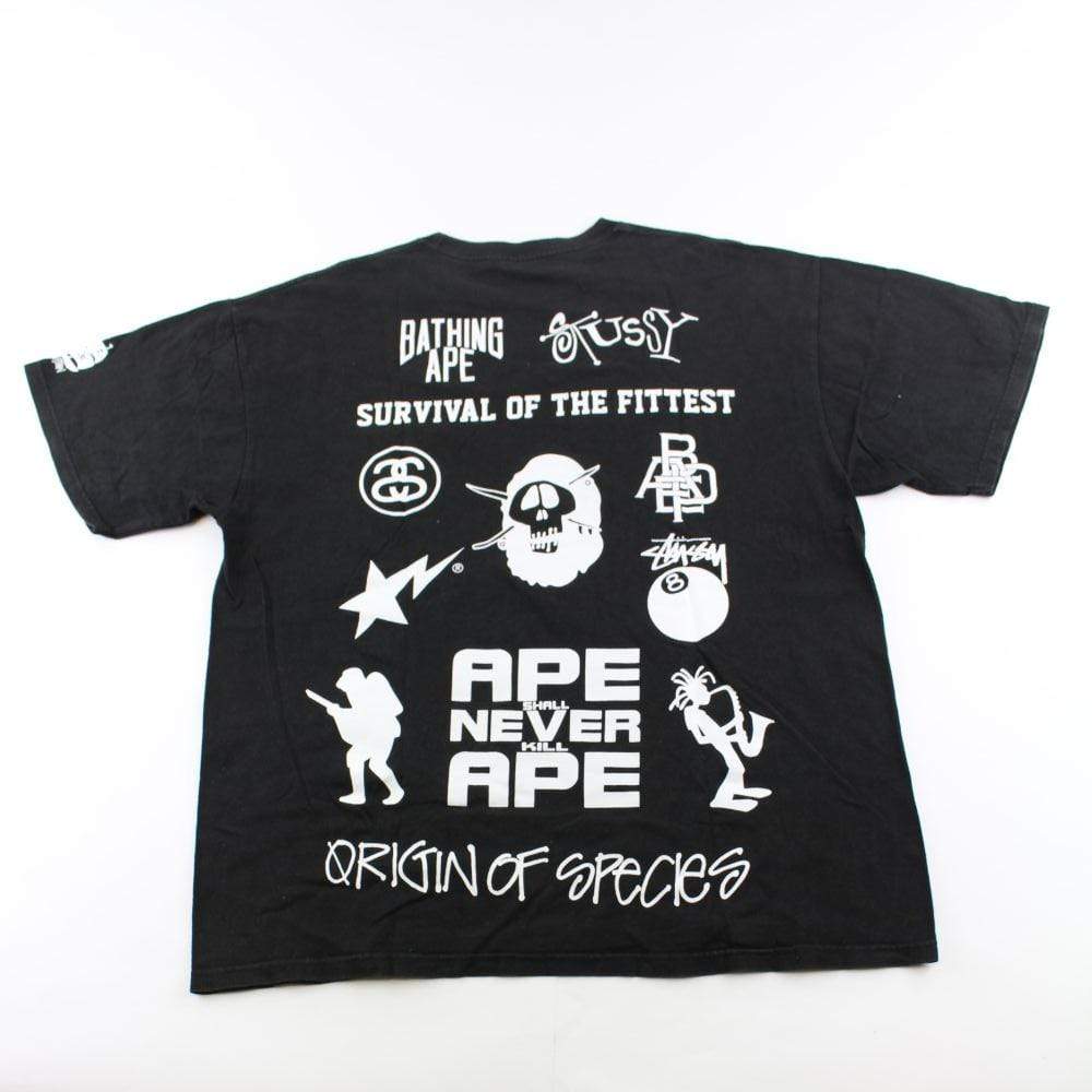Bape x Stussy Survival of the Fittest Tee Black – SARUGENERAL