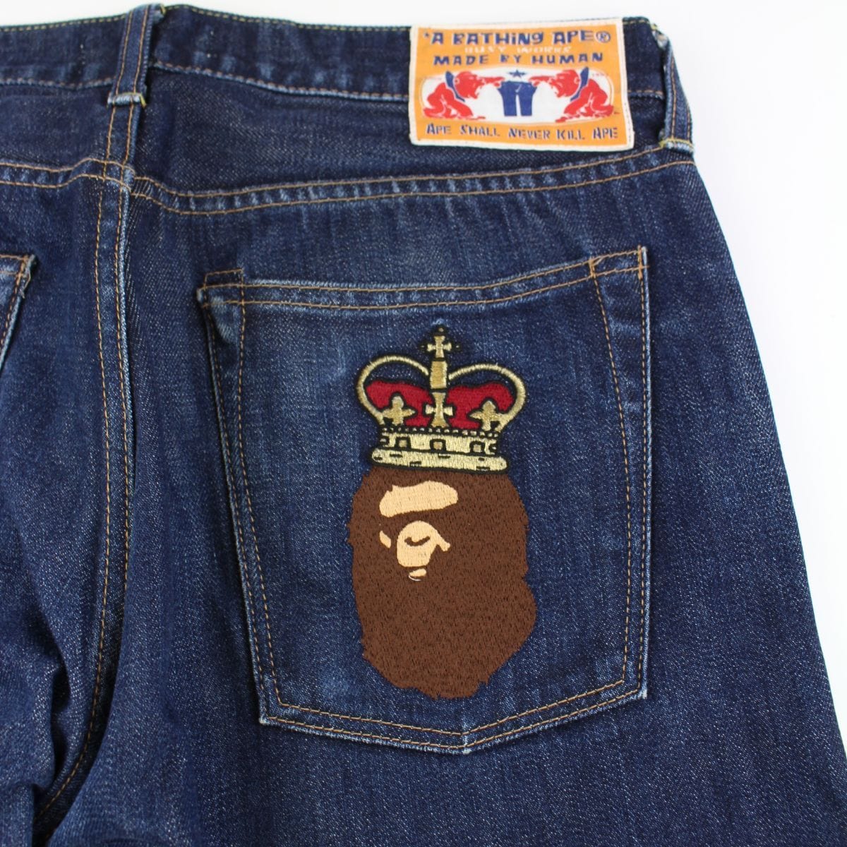 bape crown big ape logo denim jeans 1 - SaruGeneral