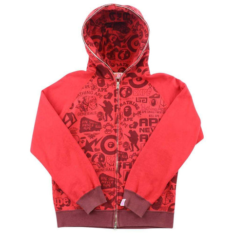 Bape Multi Logo Allover full zip Red