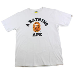 Bape Orange Flame College Logo Tee White