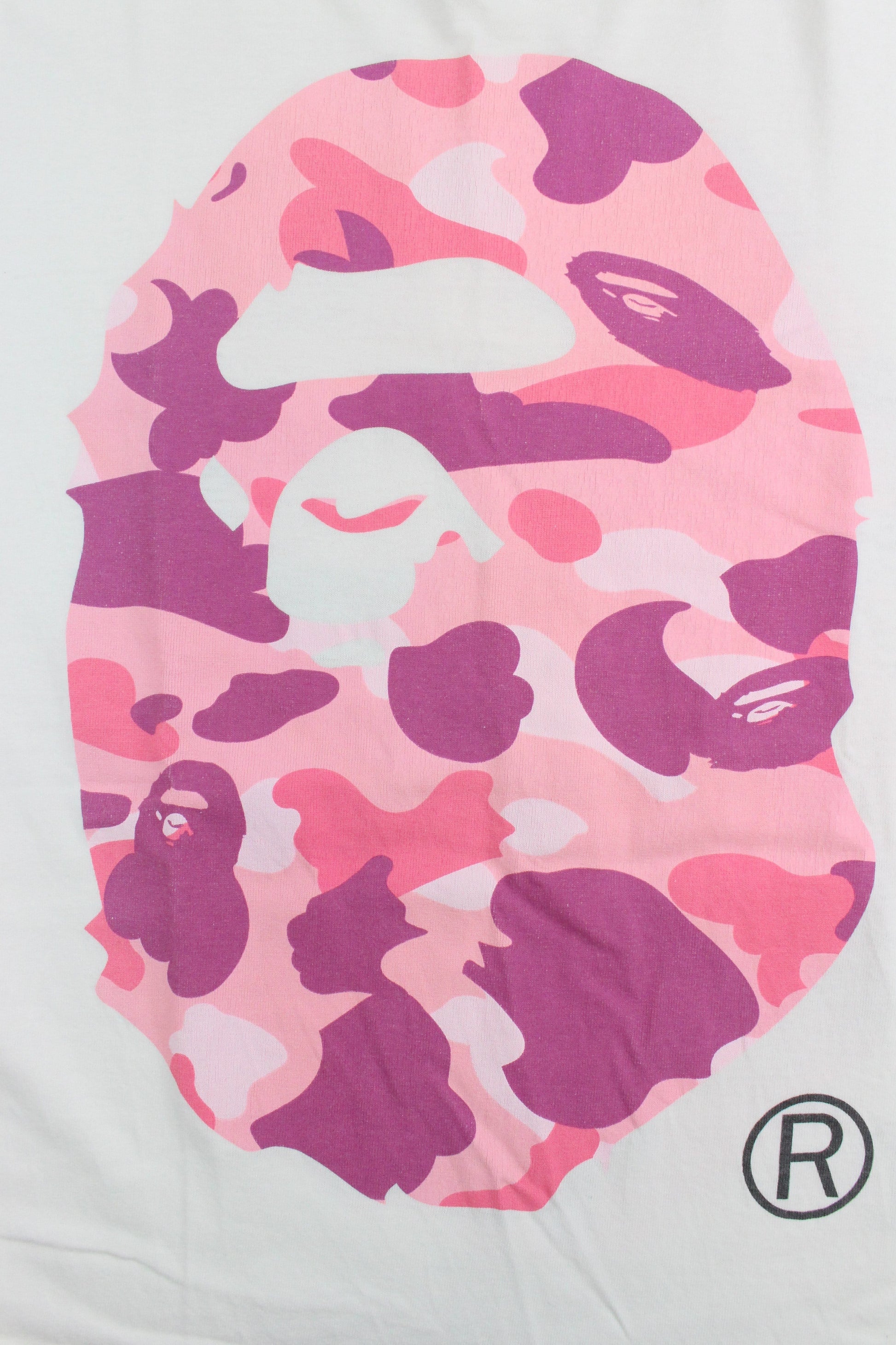 Bape Pink Camo Big Ape Logo Tee White - SaruGeneral