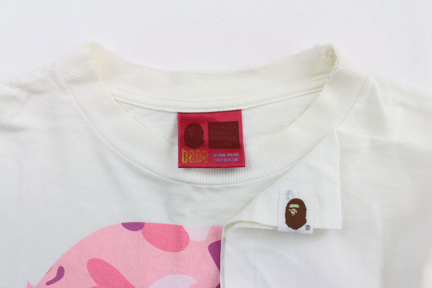 Bape Pink Camo Big Ape Logo Tee White - SaruGeneral