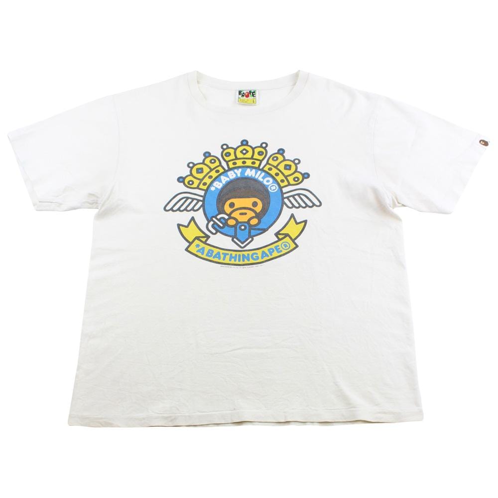 Bape Baby Milo Crowns & Wings Logo Tee White - SaruGeneral