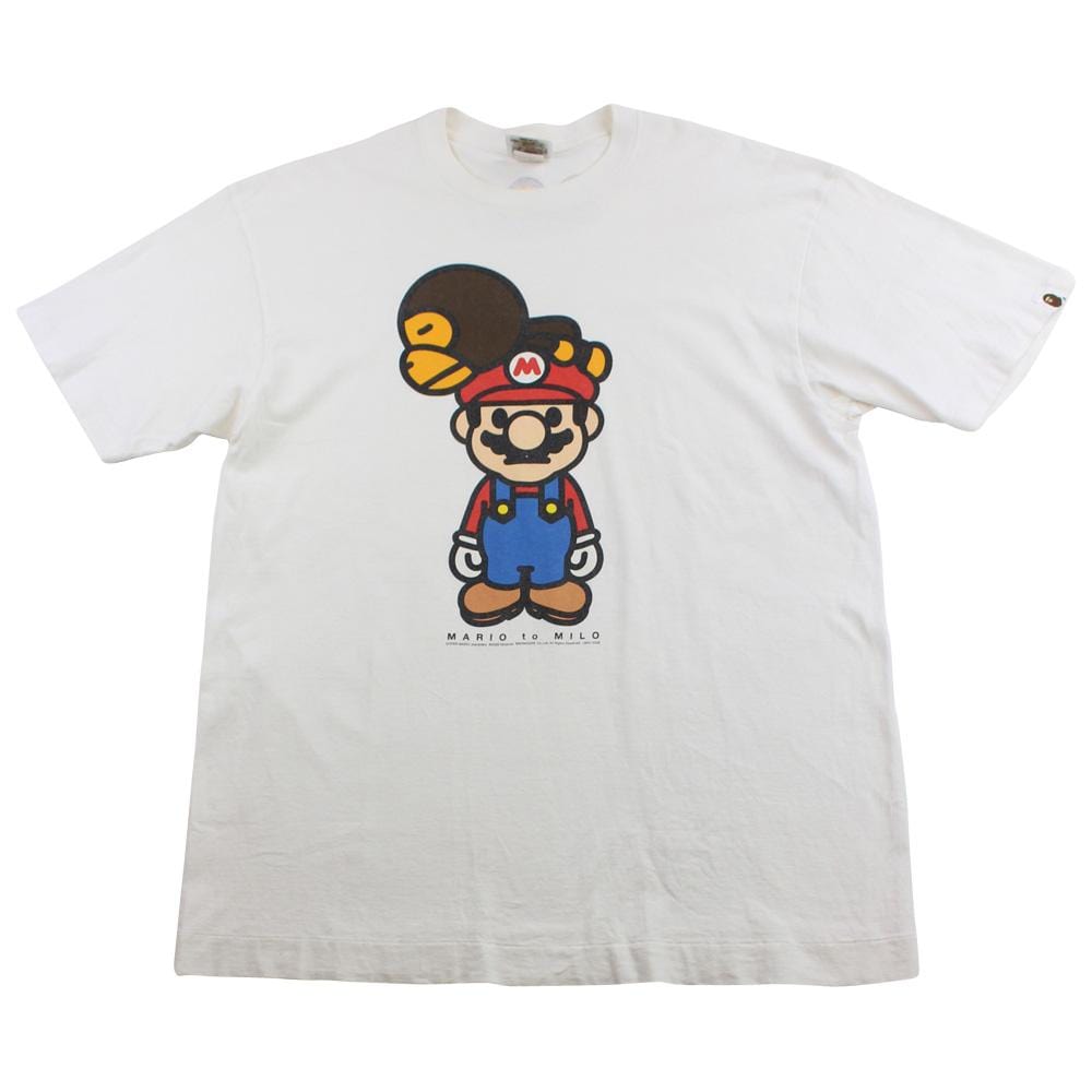 Bape x Super Mario Figure Logo Tee White - SaruGeneral