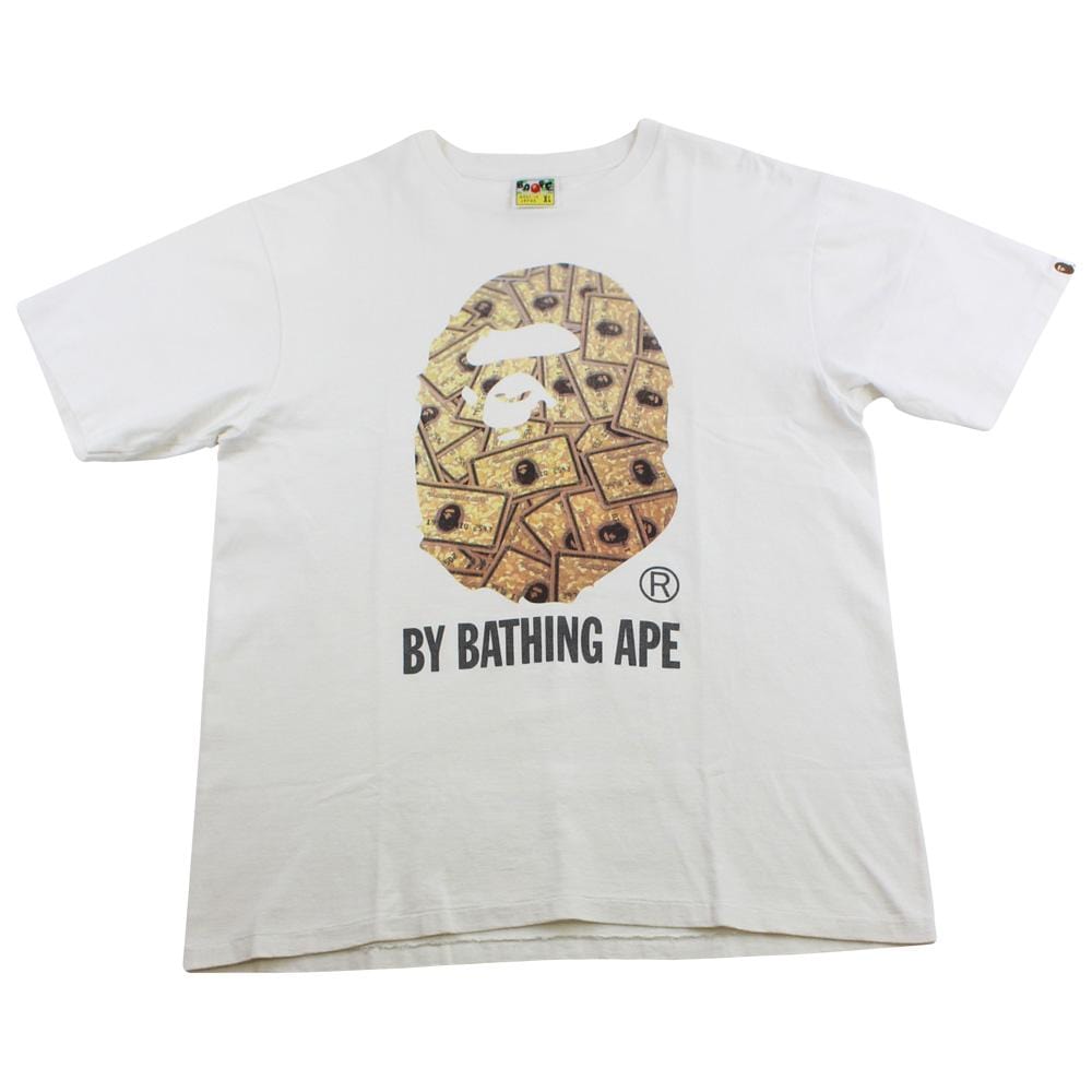 Bape gold Membership Big Ape Logo Tee White - SaruGeneral