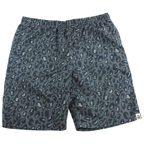 bape black camo leopard shorts