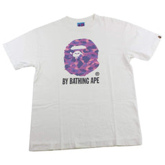 Bape Purple Camo Big Ape Logo Tee White