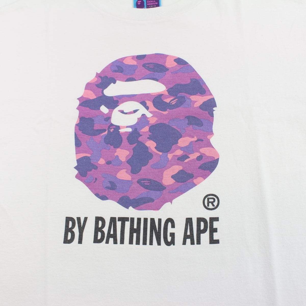 Bape Purple Camo Big Ape Logo Tee White - SaruGeneral