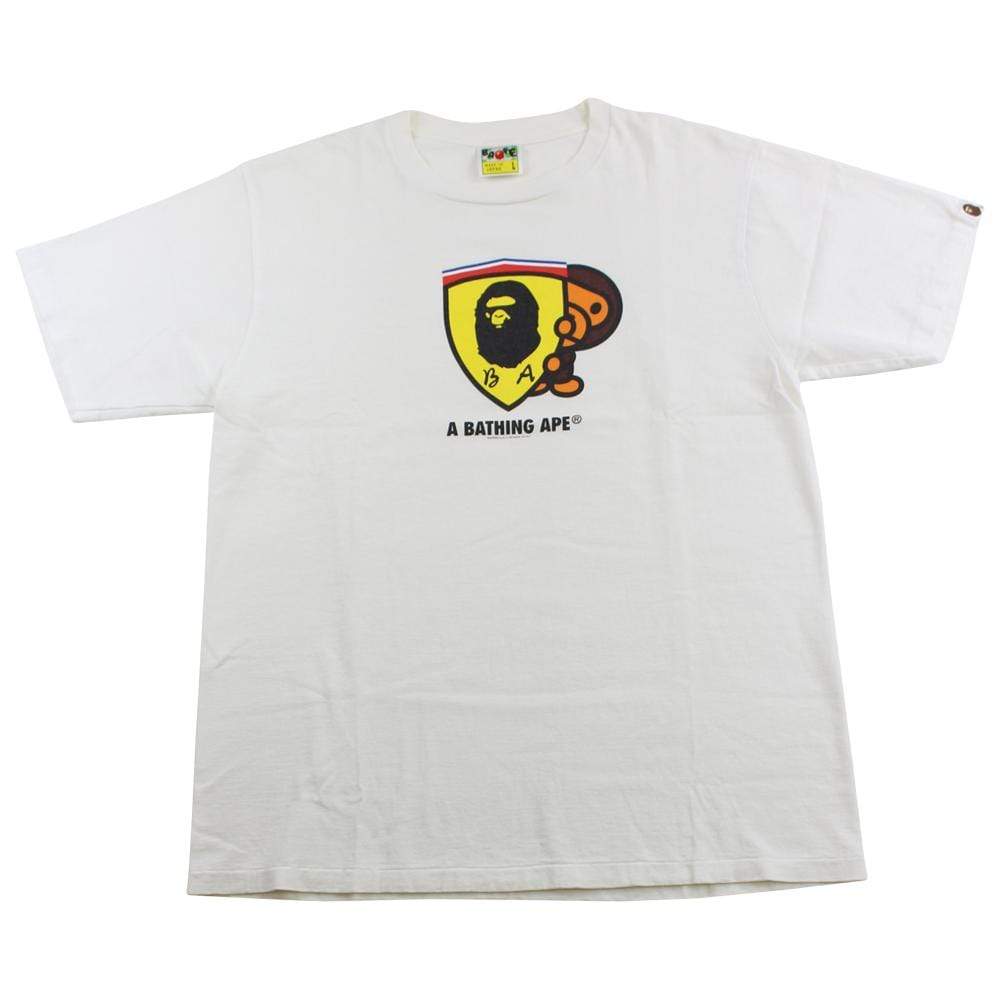 Bape Baby Milo Ferrari Crest Logo Tee White - SaruGeneral