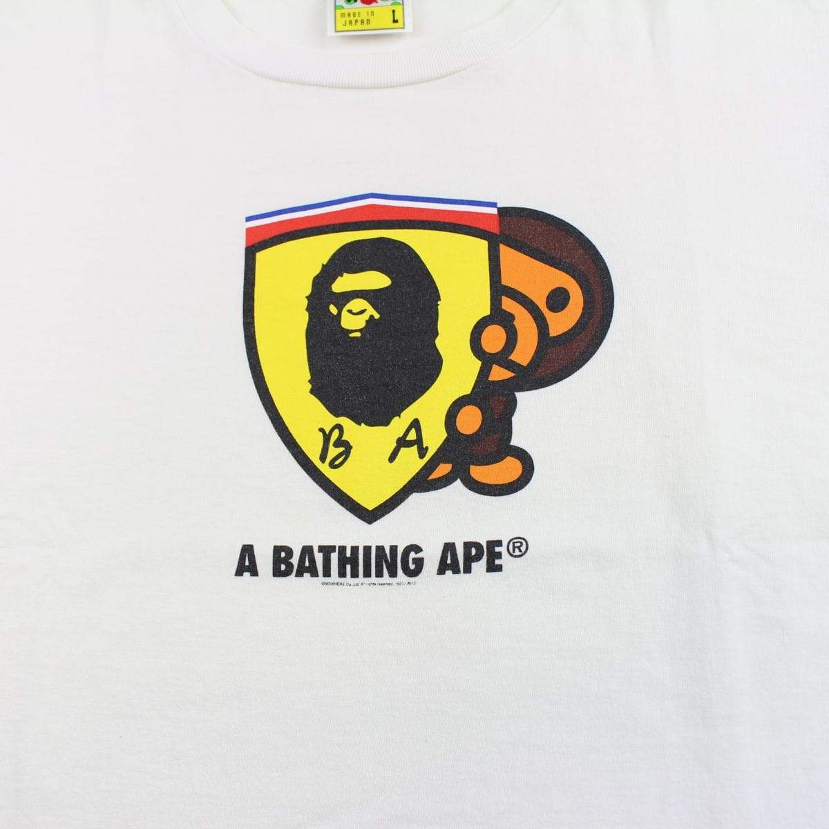 Bape Baby Milo Ferrari Crest Logo Tee White - SaruGeneral