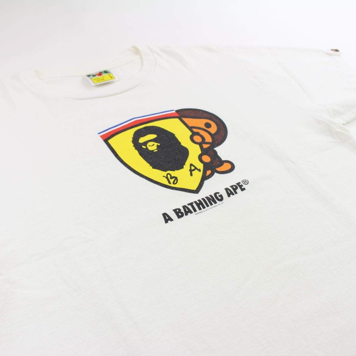 Bape Baby Milo Ferrari Crest Logo Tee White - SaruGeneral