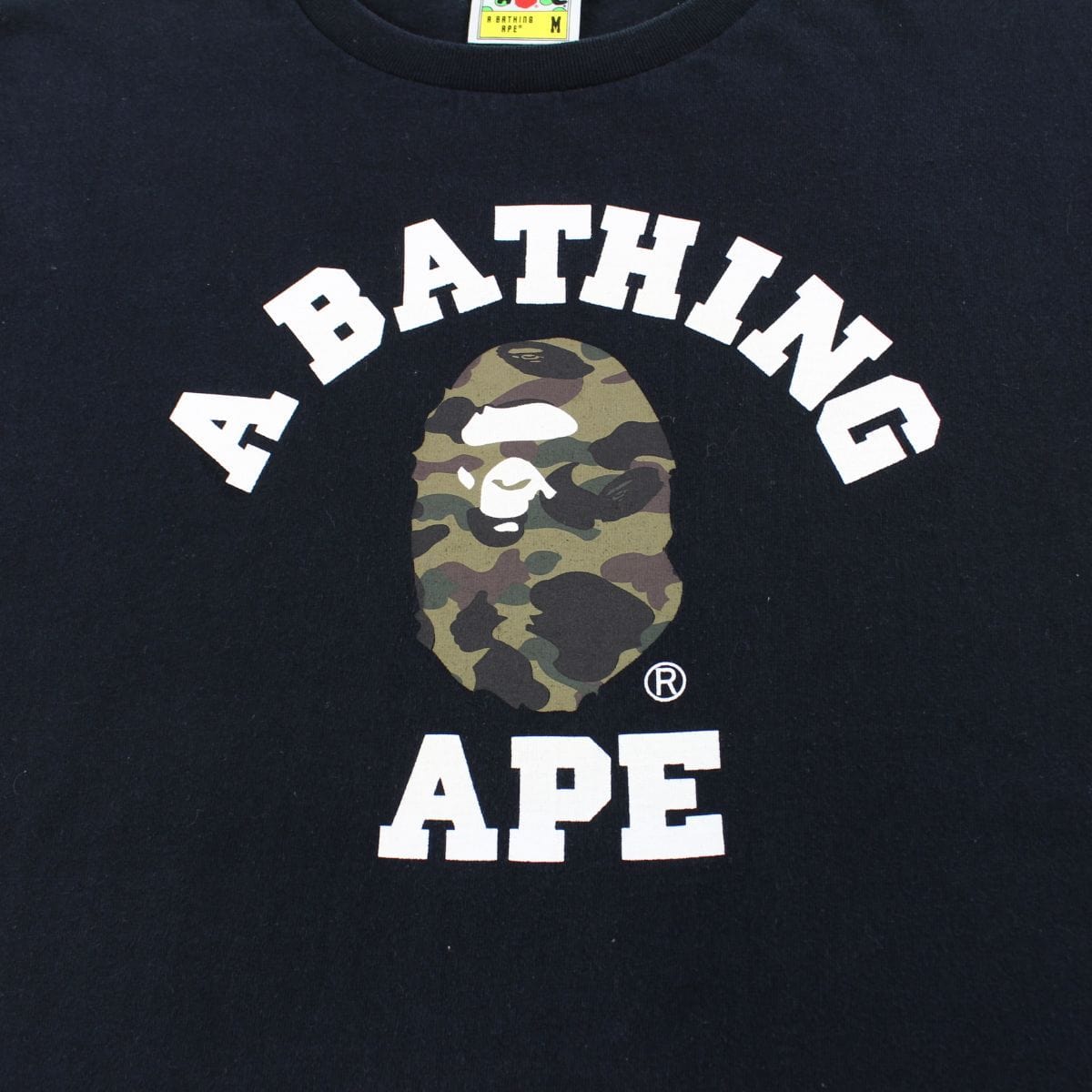 bape 1st green camo college logo tee black 1 - SaruGeneral