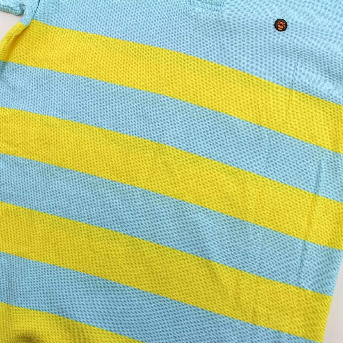 Bape Baby Milo Polo Shirt Blue Yellow Stripe - SaruGeneral