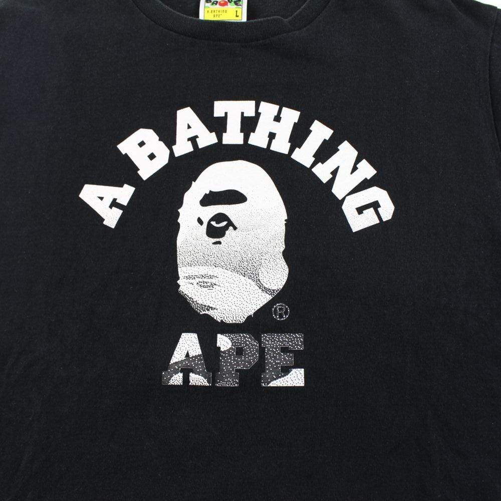 Bape White black gradient College Logo Tee Black - SaruGeneral