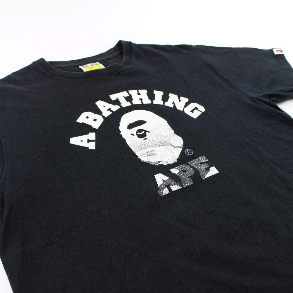 Bape White black gradient College Logo Tee Black - SaruGeneral