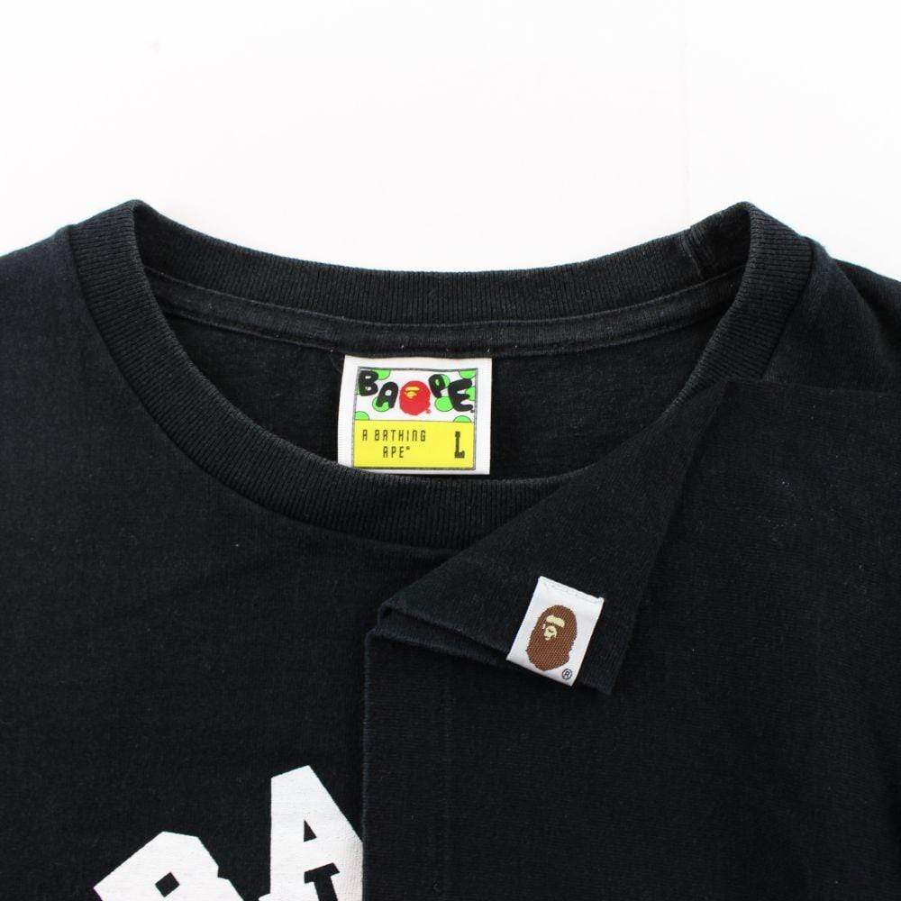 Bape White black gradient College Logo Tee Black - SaruGeneral