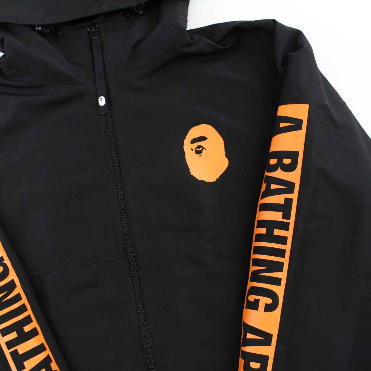 Bape Orange Big Ape Logo Hoodie Black - SaruGeneral