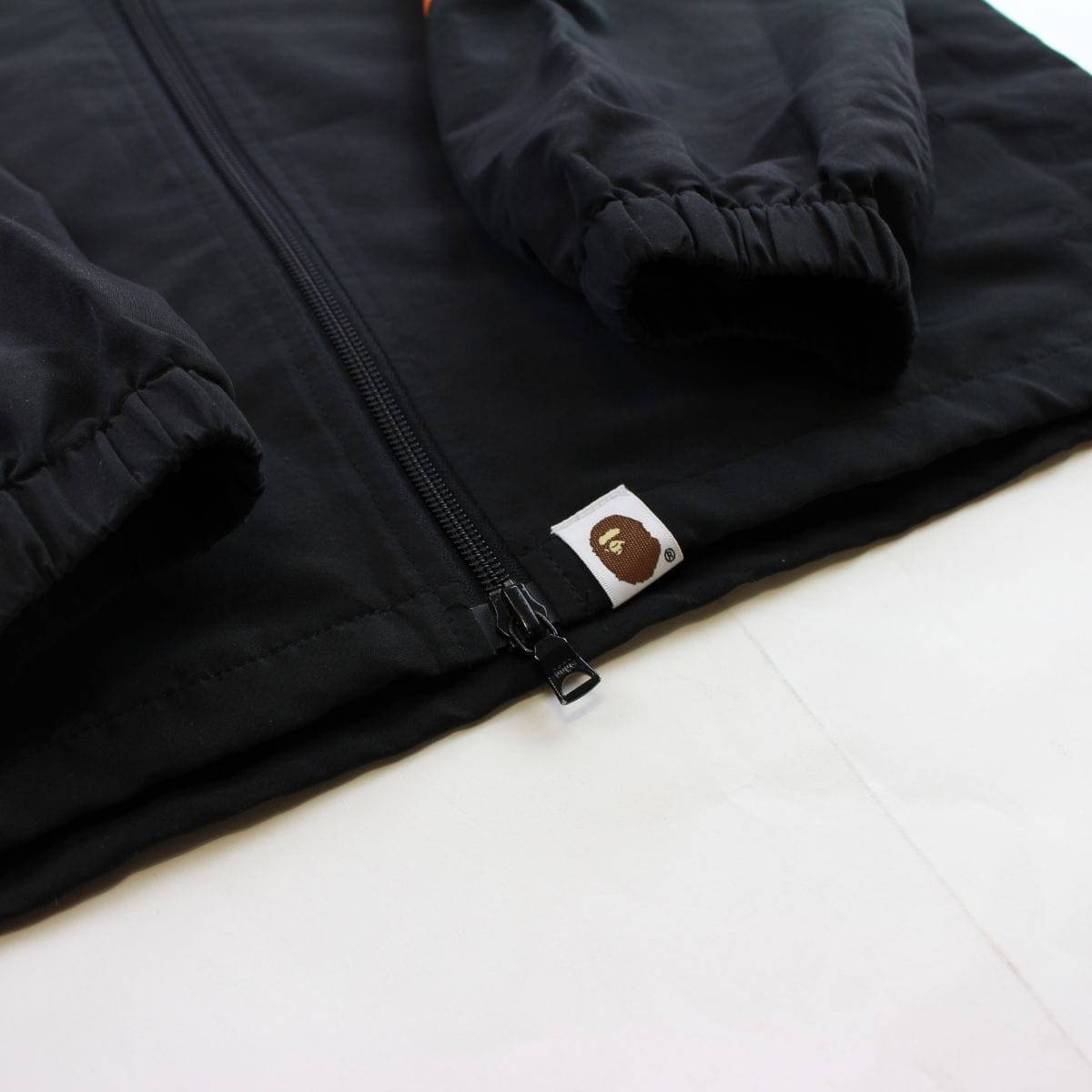 Bape Orange Big Ape Logo Hoodie Black - SaruGeneral