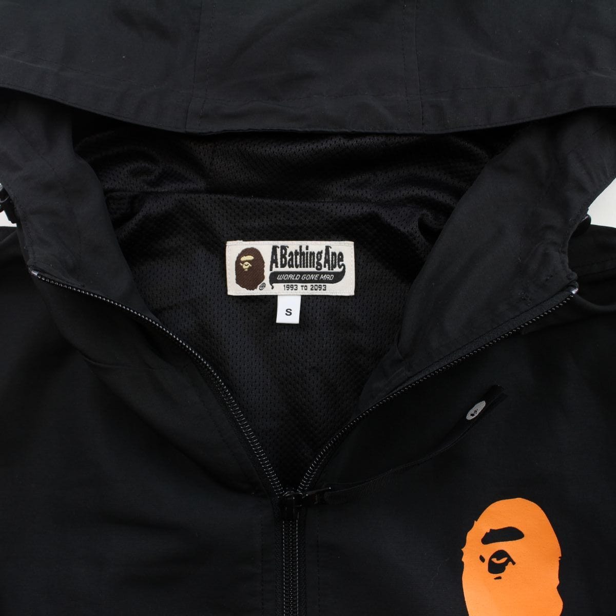 Bape Orange Big Ape Logo Hoodie Black - SaruGeneral