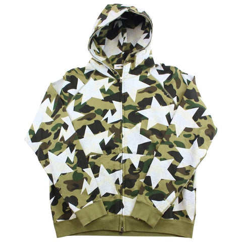 Bape 1st Green Camo Bapesta Allover Print Full Zip