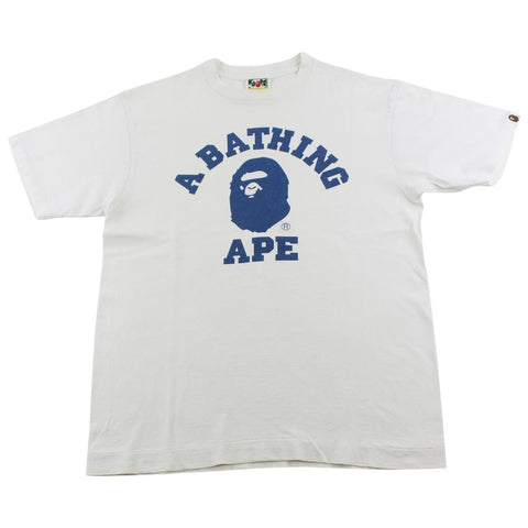 Bape Blue College Logo Tee White