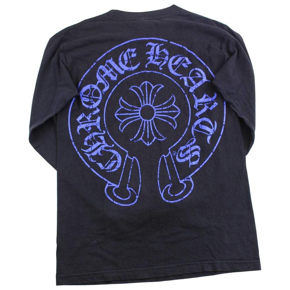 chrome hearts blue horseshoe ls black - SaruGeneral