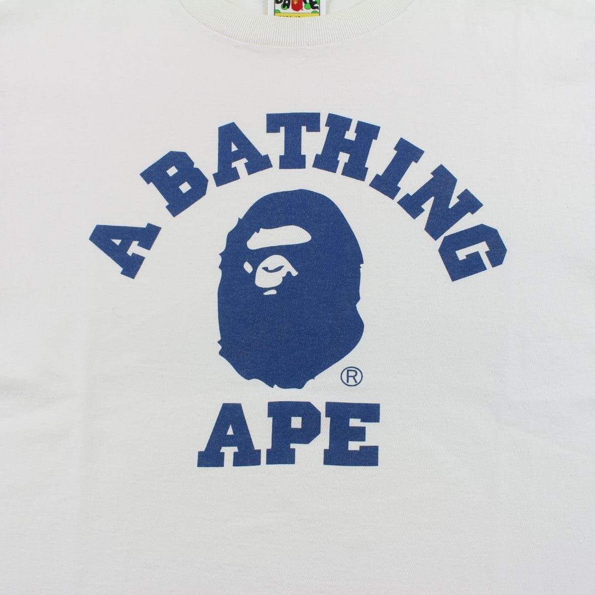 Bape Blue College Logo Tee White - SaruGeneral