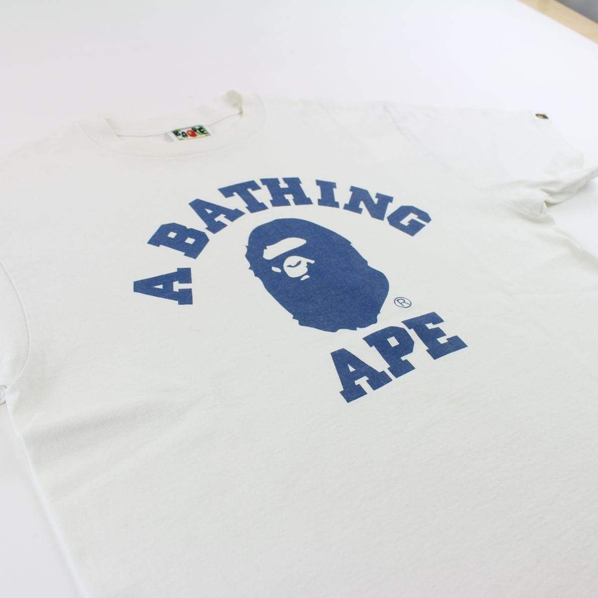 Bape Blue College Logo Tee White - SaruGeneral