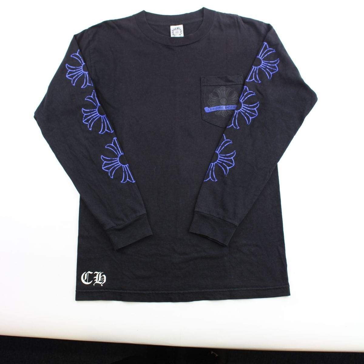 chrome hearts blue horseshoe ls black - SaruGeneral