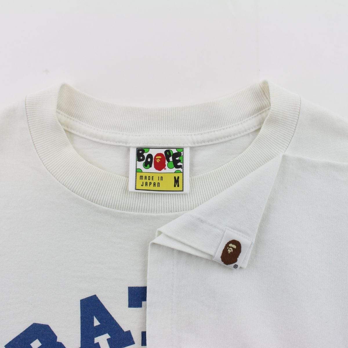 Bape Blue College Logo Tee White - SaruGeneral