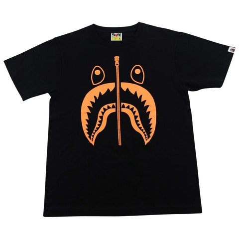 Bape Orange Shark Face Tee Black