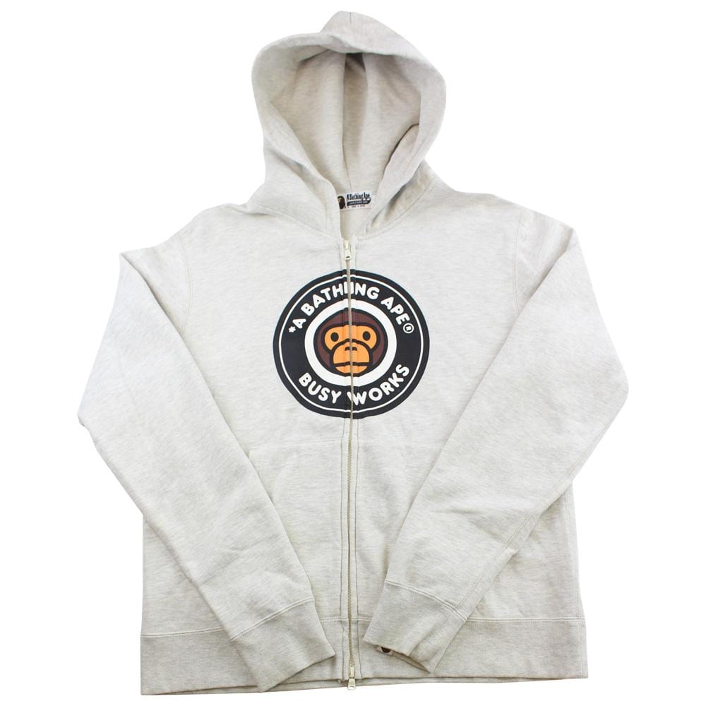 Bape Baby Milo Busy Works Logo Hoodie Grey - SaruGeneral