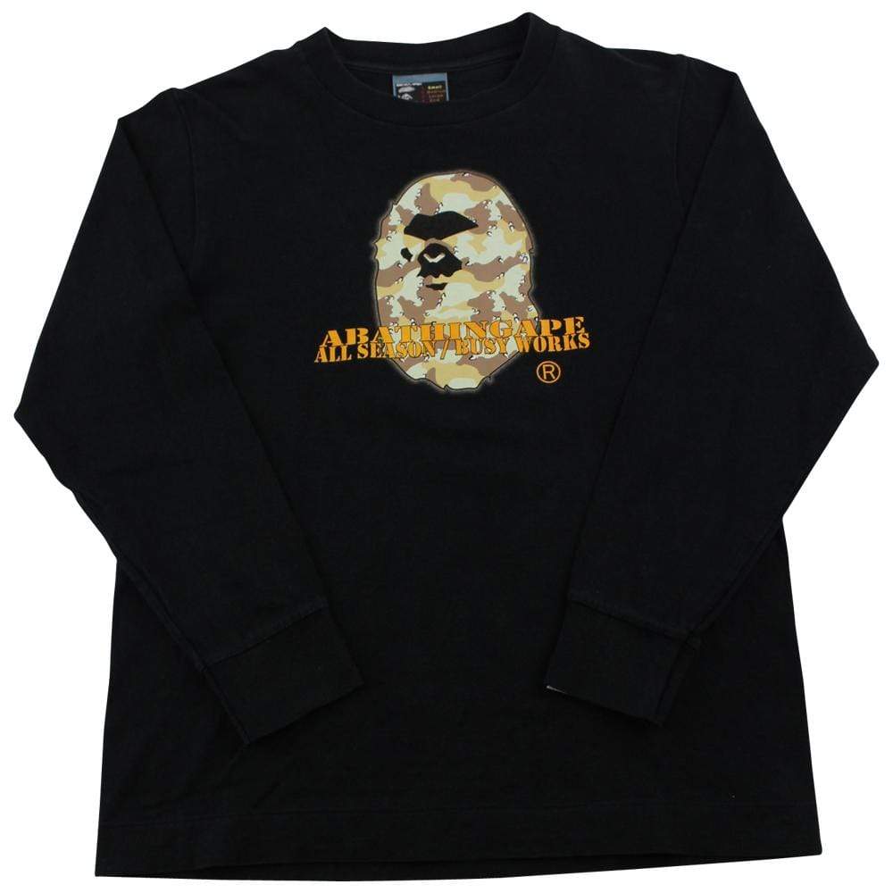 Bape Desert Camo Ape Logo LS Black - SaruGeneral