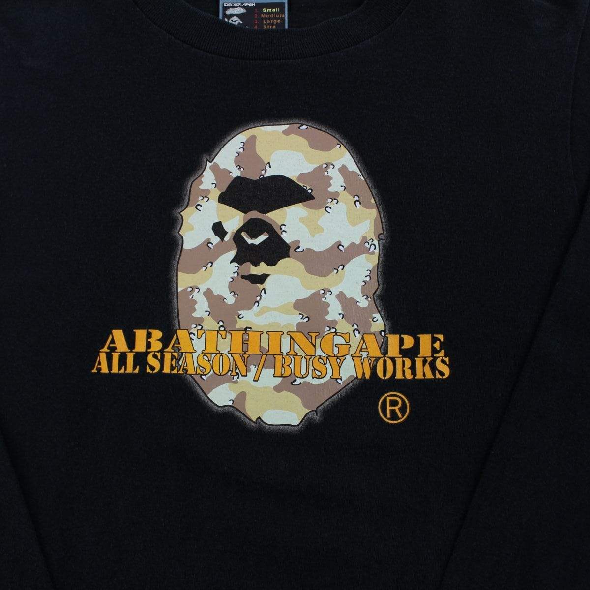 Bape Desert Camo Ape Logo LS Black - SaruGeneral