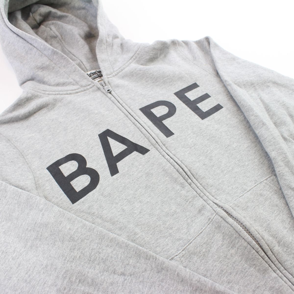 Bape Black Text Logo Hoodie Grey - SaruGeneral