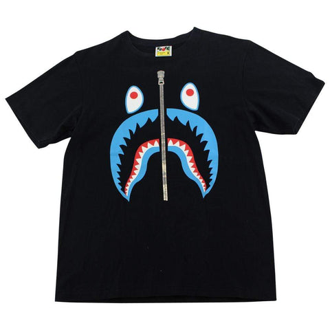 Bape Blue Shark Face Tee Black