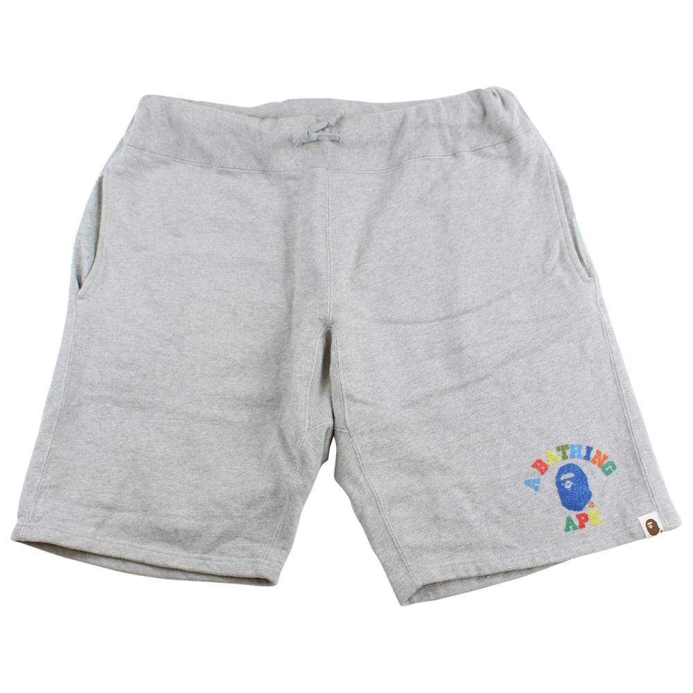 bape grey multi college logo shorts grey - SaruGeneral