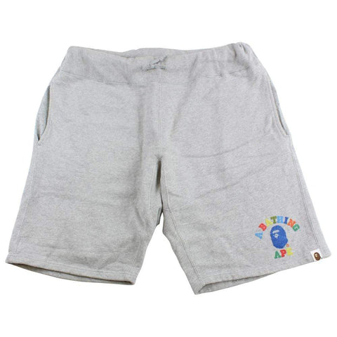 bape grey multi college logo shorts grey