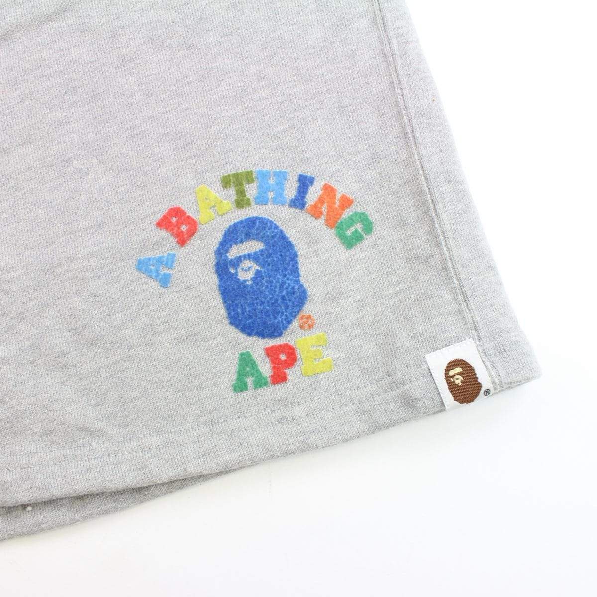 bape grey multi college logo shorts grey - SaruGeneral