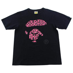 T-shirt Bape rose imprimé léopard Ape Face noir