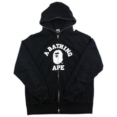 Sweat à capuche zippé Bape College Logo noir