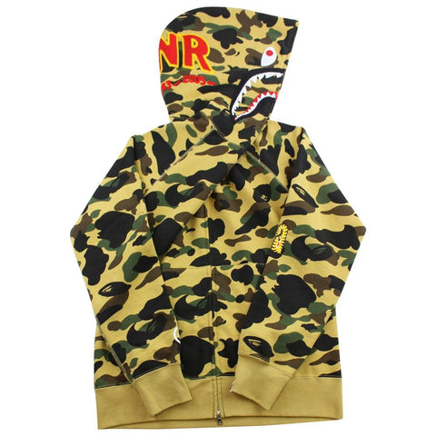 Bape 1st Yellow Camo Shark Hoodie