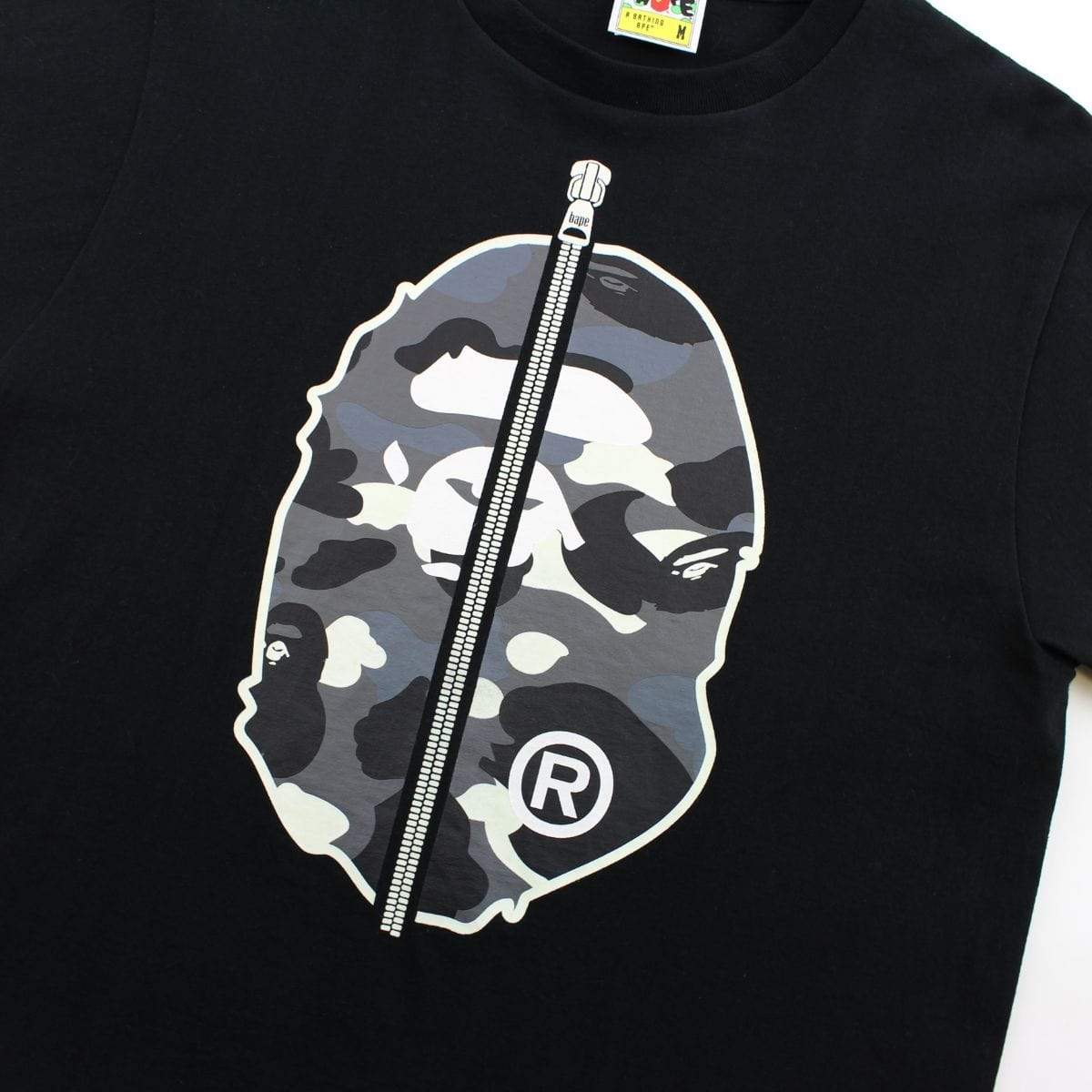 Bape City Camo Big Ape Zip Logo Tee Black - SaruGeneral