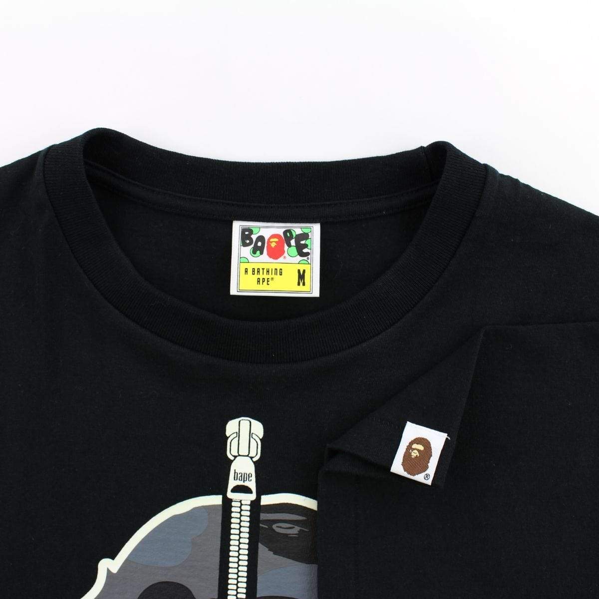 Bape City Camo Big Ape Zip Logo Tee Black - SaruGeneral