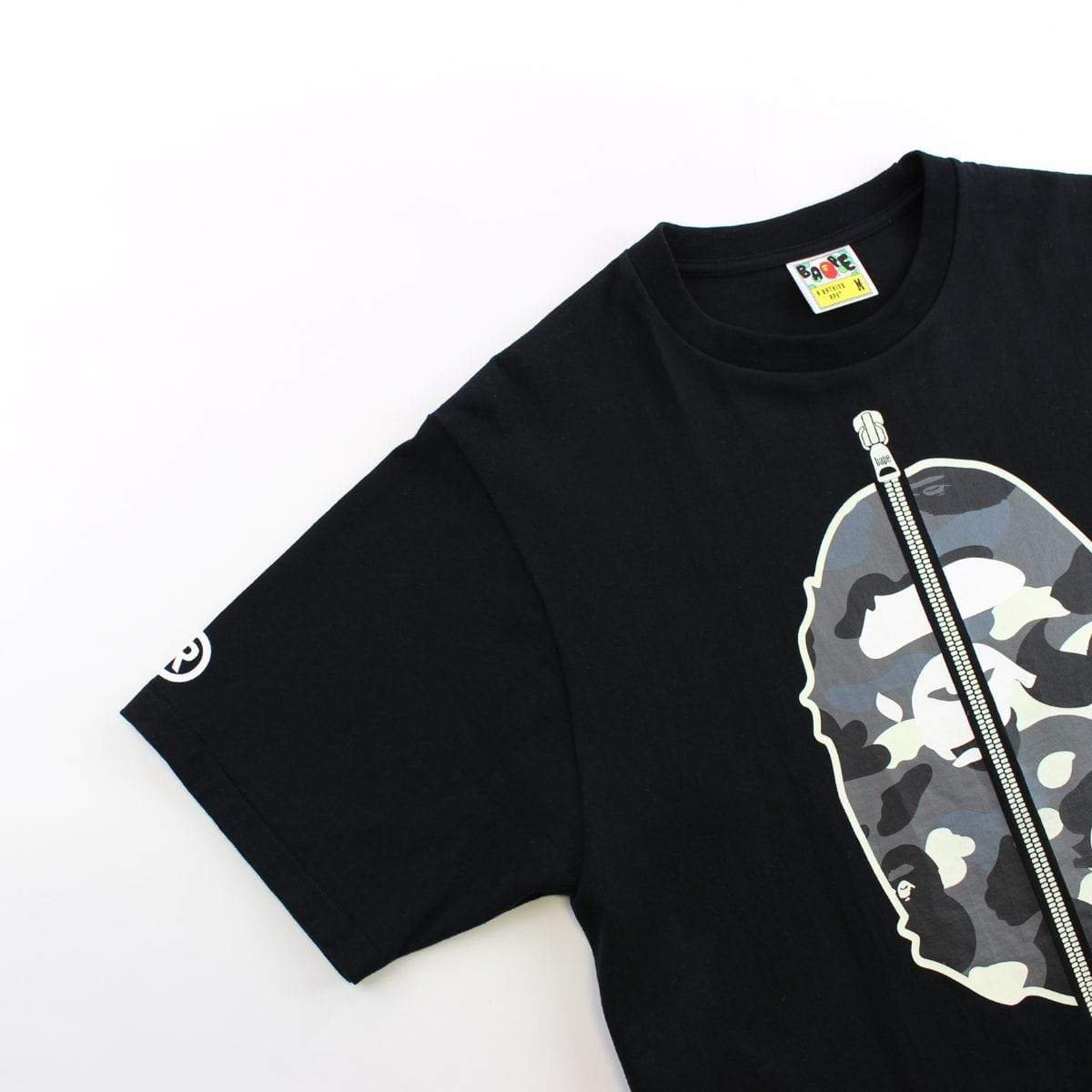 Bape City Camo Big Ape Zip Logo Tee Black - SaruGeneral