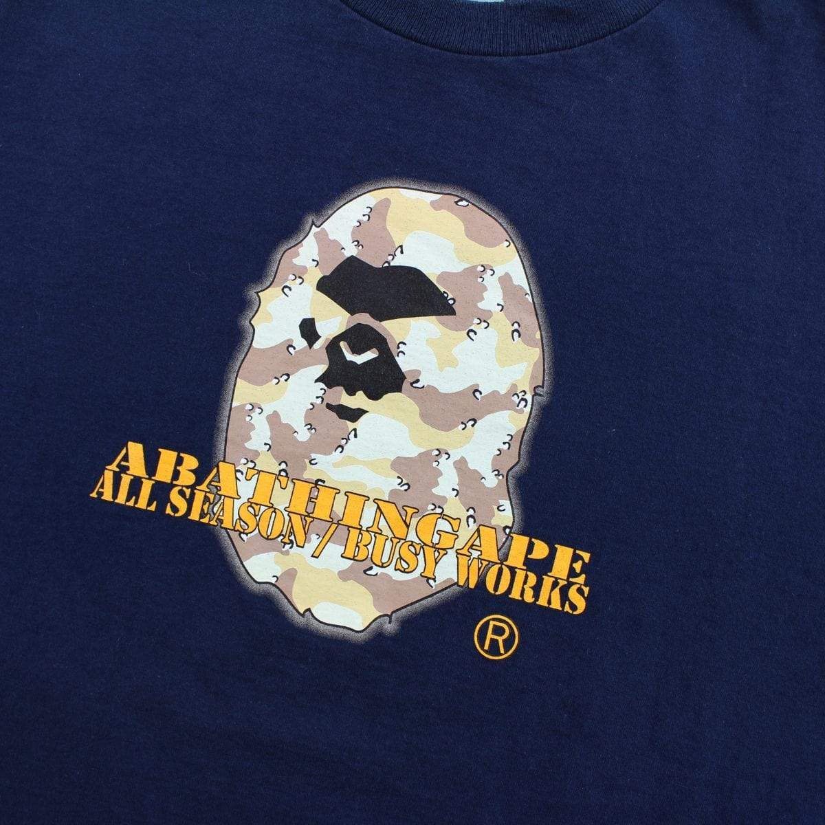 Bape Desert Camo Angry Face Big Ape Tee Navy - SaruGeneral